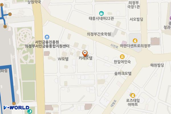 느낌표모텔 (구)카라모텔 위치 지도 — 경기도 의정부시 시민로122번길 9-24