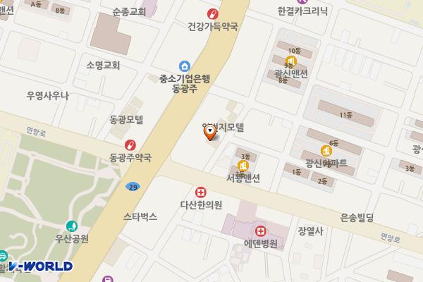 에스모텔 위치 지도 — 전남광주통합특별시 북구 면앙로155번길 9
