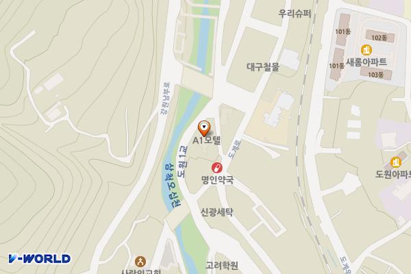 A1모텔사우나 위치 지도 — 강원특별자치도 삼척시 도계읍 도계강변길 66-3