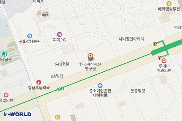 한국지식재산센터/한국발명진흥회 위치 지도 — 서울특별시 강남구 테헤란로 131