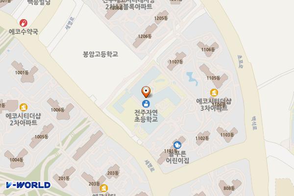 전주 자연초등학교 위치 지도 — 전북특별자치도 전주시 덕진구 세병로 150