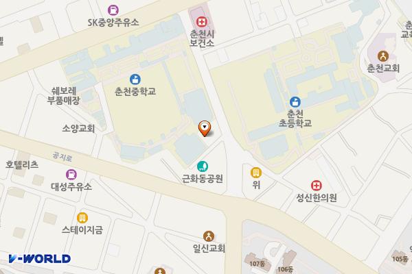 춘천중학교뒤 위치 지도 — 강원특별자치도 춘천시 근화동 710-49