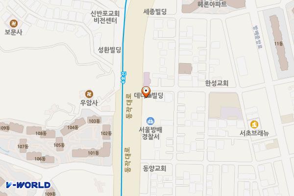 선천주유소 위치 지도 — 서울특별시 서초구 동작대로 206