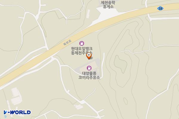 (주)대양물류 코끼리주유소 위치 지도 — 충청북도 제천시 송학면 북부로 3392