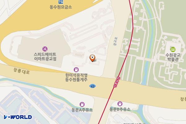 (주)한미석유 동수원톨게이트LPG충전소 위치 지도 — 경기도 수원시 영통구 창룡대로 369