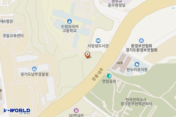 (주)한미석유 성광주유소 위치 지도 — 경기도 수원시 영통구 창룡대로 243