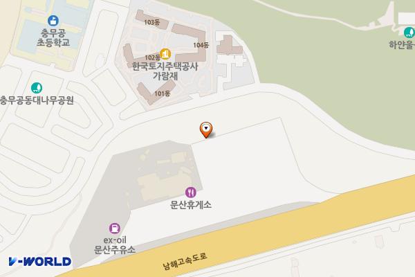 문산휴게소 (순천방향) E-pit 위치 지도 — 경상남도 진주시 문산읍 남해고속도로 195