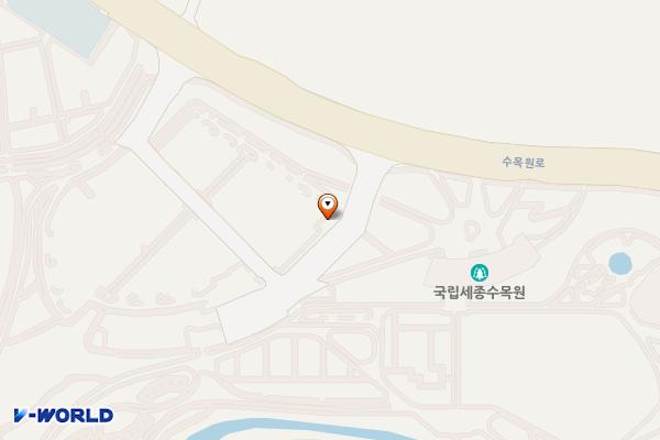 세종 국립수목원 E-pit 위치 지도 — 세종특별자치시 수목원로 136