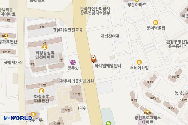 기아 광주플래그십스토어 E-pit 위치 지도 — 전남광주통합특별시 서구 죽봉대로 36