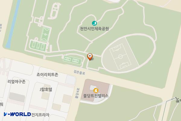 천안 시민체육공원 E-pit 위치 지도 — 충청남도 천안시 서북구 검은들로 29