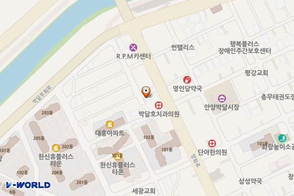 정우아트빌라 뒤 주차장 위치 지도 — 경기도 안양시 만안구 양화로151번길 5