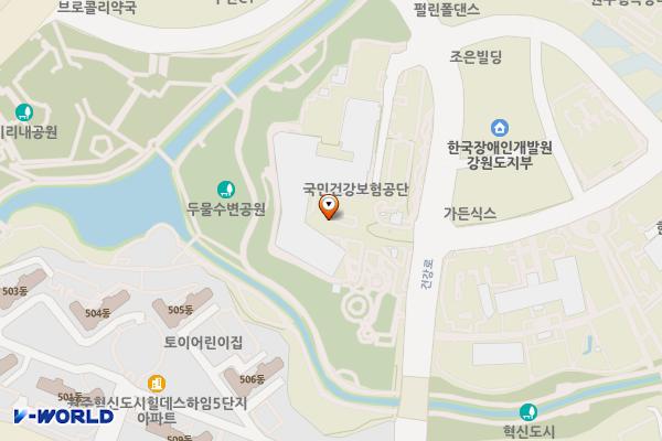 국민건강보험공단 위치 지도 — 강원특별자치도 원주시 건강로 32 국민건강보험공단