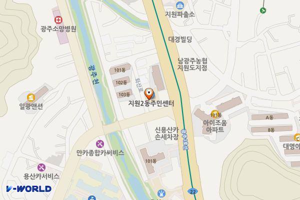 동구_지원2동주민센터 위치 지도 — 전남광주통합특별시 동구 화산로361