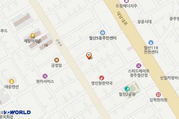 남구_월산5동주민센터 위치 지도 — 전남광주통합특별시 남구 군분로 82번길 14