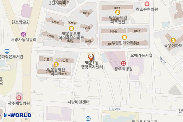 남구_백운1동주민센터 위치 지도 — 전남광주통합특별시 남구 독립로54번길 20