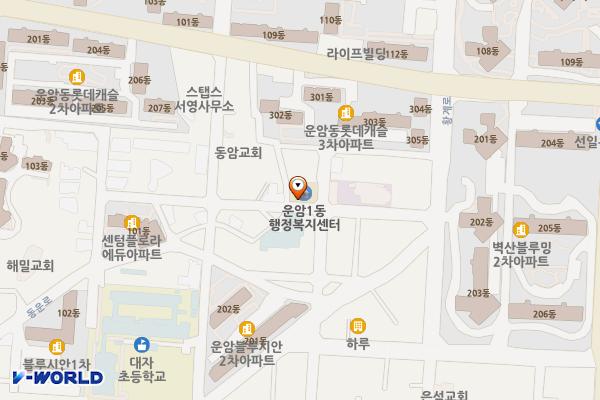 북구_운암1동행정복지센터 위치 지도 — 전남광주통합특별시 북구 동운로201번길 55