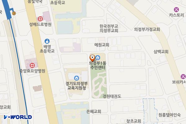 의정부시_의정부1동주민센터 위치 지도 — 경기도 의정부시 가능로152번길 14