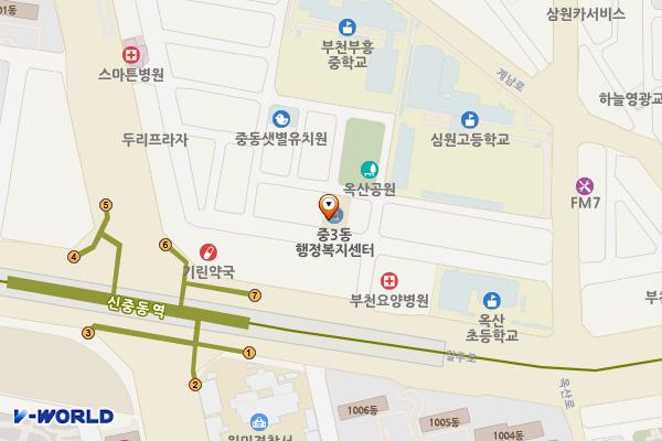 부천시_중3주민지원센터 위치 지도 — 경기도 부천시 옥산로113번길 39