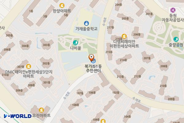 서대문구_북가좌1동주민센터 위치 지도 — 서울특별시 서대문구 수색로 100-55 (북가좌동, 북가좌1동주민센터)