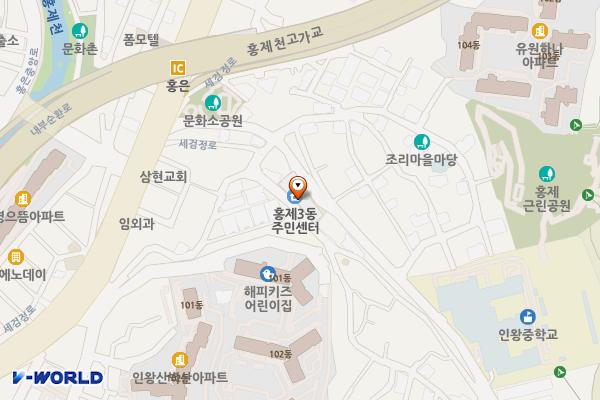 서대문구_홍제3동주민센터 위치 지도 — 서울특별시 서대문구 세검정로4길 32 (홍제동, 홍제제3동주민센터)