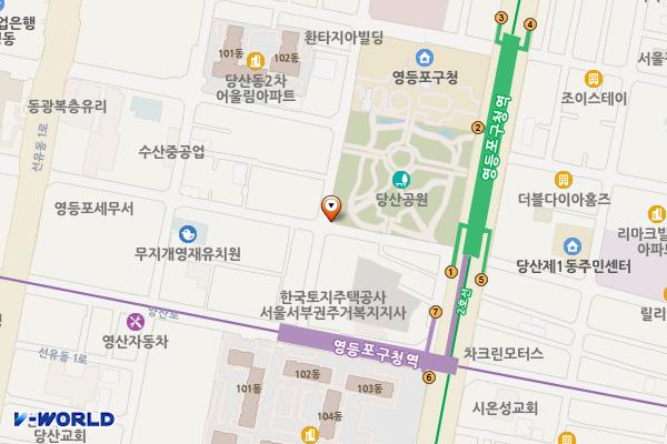 당산근린공원 공영주차장 위치 지도 — 서울특별시 영등포구 당산로27길 12