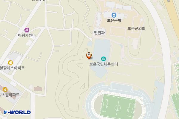 보은군스포츠사업단 위치 지도 — 충청북도 보은군 보은읍 군청길 38-1