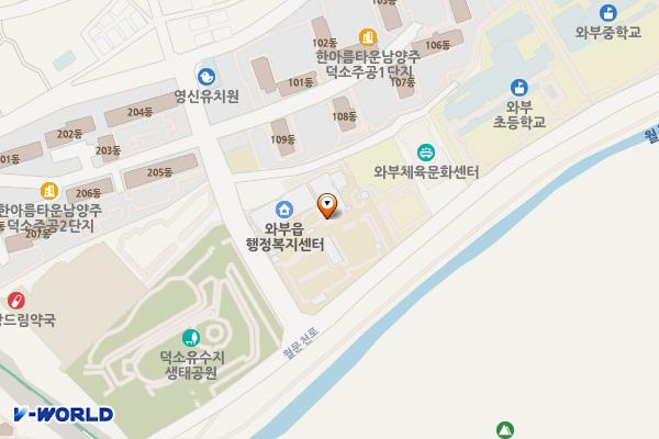 와부읍사무소 위치 지도 — 경기도 남양주시 와부읍 월문천로 35