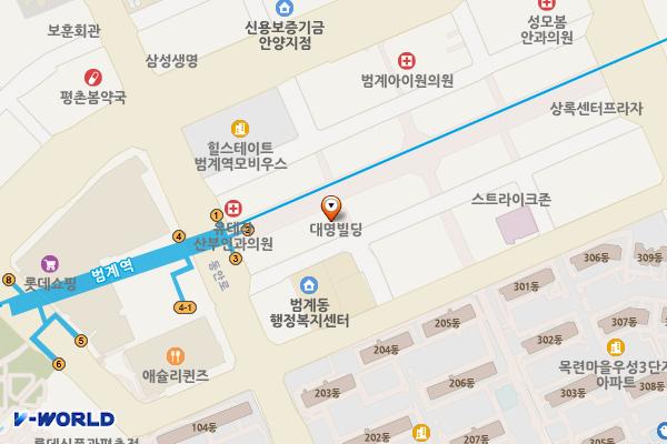 범계역노상 주차장 위치 지도 — 경기도 안양시 동안구 평촌대로223번길 55