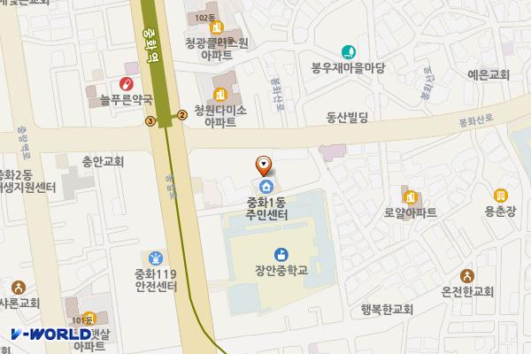 중랑구_중화1동주민센터 위치 지도 — 서울특별시 중랑구 동일로134길 17
