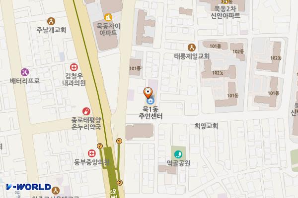 중랑구_묵1동주민센터 위치 지도 — 서울특별시 중랑구 공릉로2가길 5