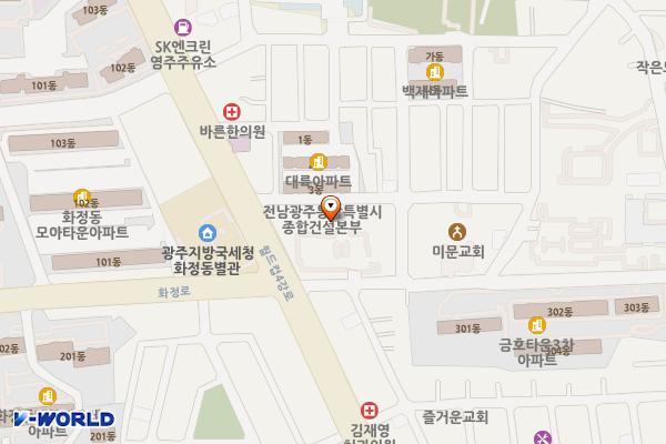 광주 상수도서부사업소 위치 지도 — 전남광주통합특별시 서구 화정로 149