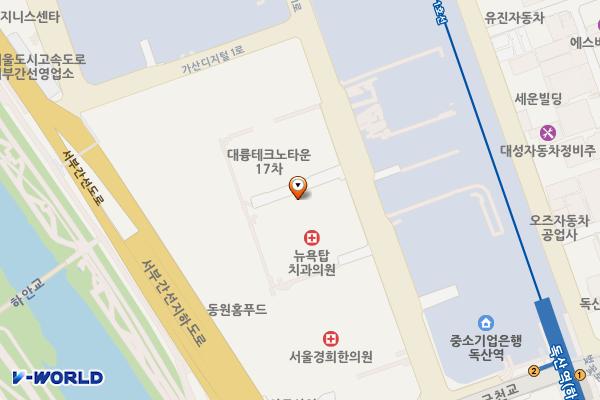 대륭테크노타운 18차 위치 지도 — 서울특별시 금천구 가산디지털1로 19