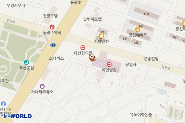 에덴병원 위치 지도 — 전남광주통합특별시 북구 면앙로170번길 10