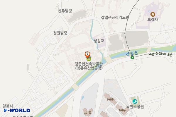 김중업건축박물관 뒤 주차장 위치 지도 — 경기도 안양시 만안구 예술공원로103번길 4