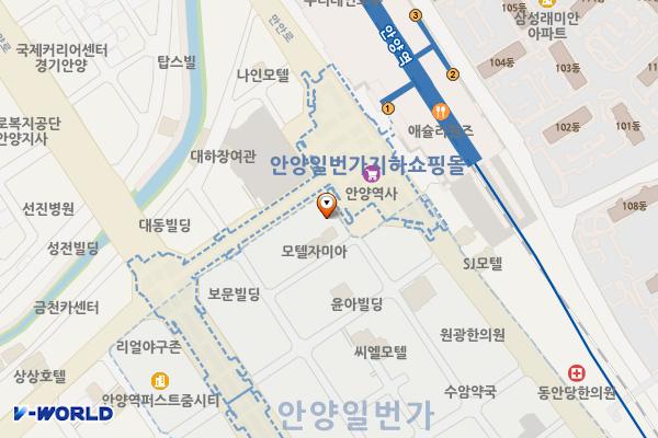 안양역1노상 주차장 위치 지도 — 경기도 안양시 만안구 만안로223번길 13