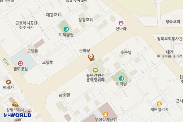 KT공중전화부스 장미여관앞 노상주차장 위치 지도 — 충청북도 청주시 청원구 우암동 1206