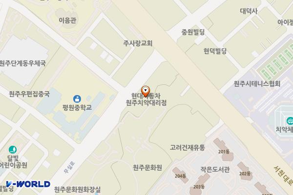 현대자동차 원주치악대리점 위치 지도 — 강원특별자치도 원주시 무실로 213