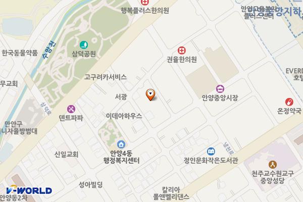 안양4동 노외 주차장 위치 지도 — 경기도 안양시 만안구 냉천로203번길 15
