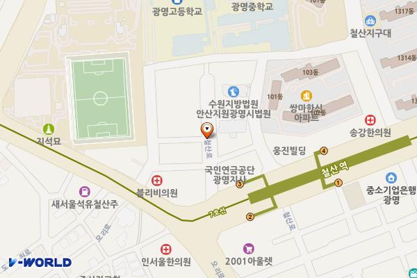 철산등기소 주변 노상주차장 위치 지도 — 경기도 광명시 철산동 525