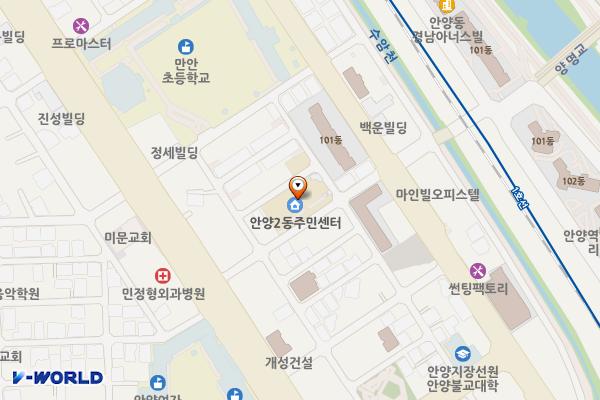 안양2동 노외 주차장 위치 지도 — 경기도 안양시 만안구 안양로384번길 50
