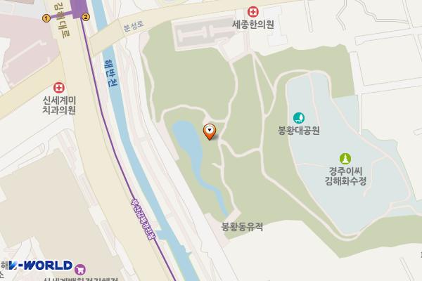 봉황동 유적지 주차장 위치 지도 — 경상남도 김해시 가야의길 74