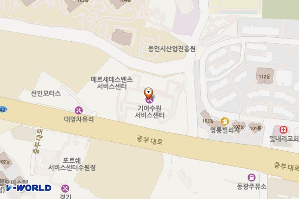 기아 수원서비스센터(TSU) 위치 지도 — 경기도 용인시 기흥구 중부대로 27