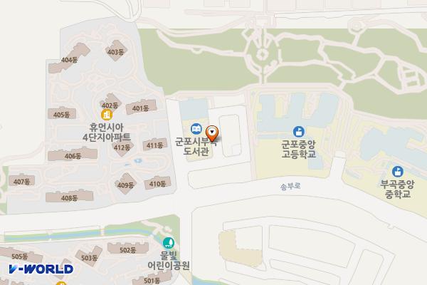 군포부곡도서관 위치 지도 — 경기도 군포시 송부로221번길 3-10