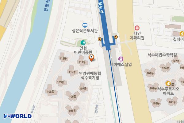 석수역 좌우측 주차장 위치 지도 — 경기도 안양시 만안구 연현로 105