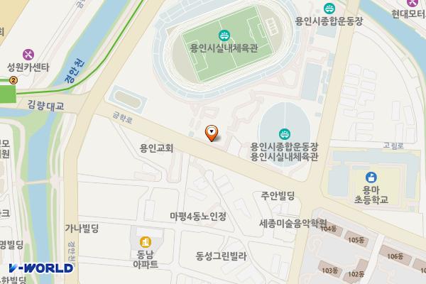 용인실내체육관 위치 지도 — 경기도 용인시 처인구 경안천로 76