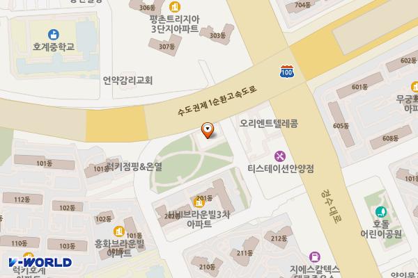 호원어린이공원 노외 주차장 위치 지도 — 경기도 안양시 동안구 호계동 1300