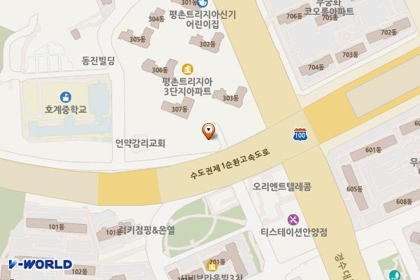 신기사거리 고가 밑 주차장 위치 지도 — 경기도 안양시 동안구 호계동 936-3