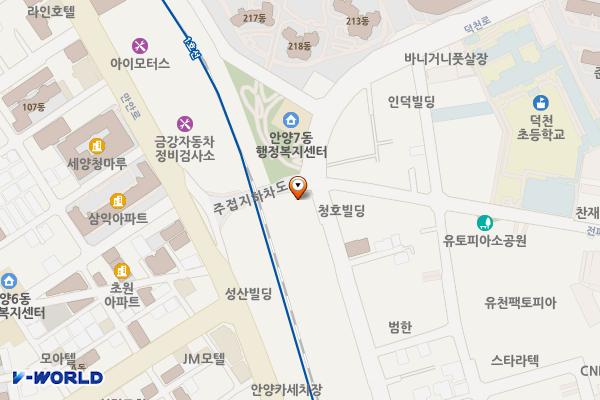 안양7동 노외 주차장 위치 지도 — 경기도 안양시 만안구 안양동 212-3