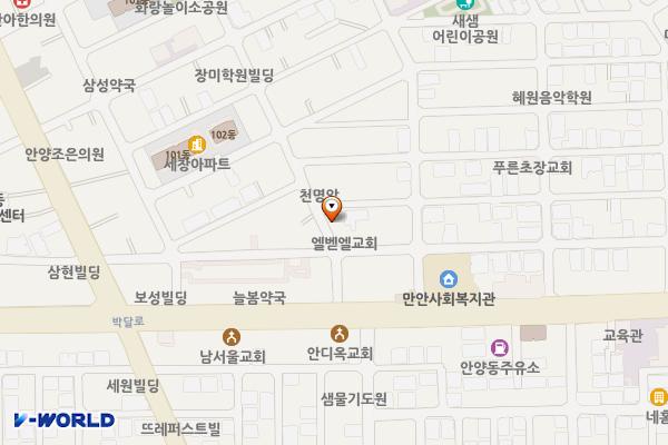박달시장2 노외 주차장 위치 지도 — 경기도 안양시 만안구 박달동 72-22