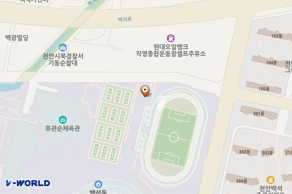 천안종합운동장 보조경기장 주차장 위치 지도 — 충청남도 천안시 서북구 번영로 208